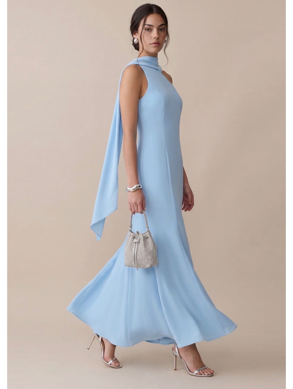 New O.P.T by Few Moda Citara Draped One Shoulder Dress Size 2 Light Blue